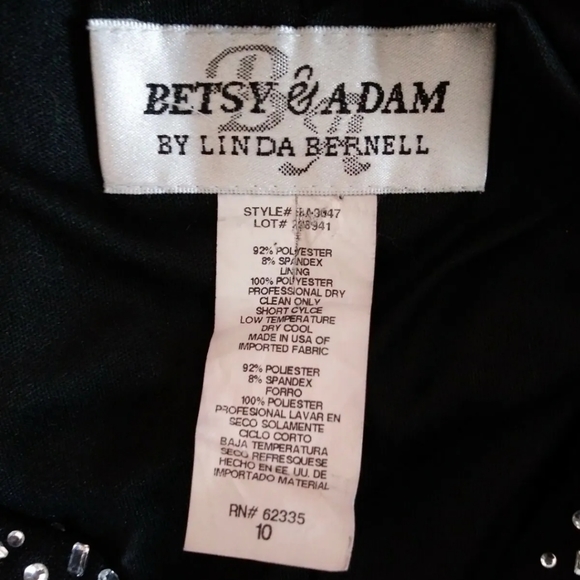 Betsy and Adam by Linda Bernell Black Halter Dress Rhinestone Embellished Formal - Picture 12 of 12